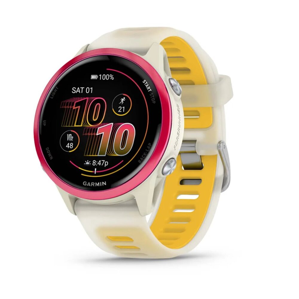 Forerunner® 570 - 42mm Raspberry Aluminum with Translucent Bone/Mango Band